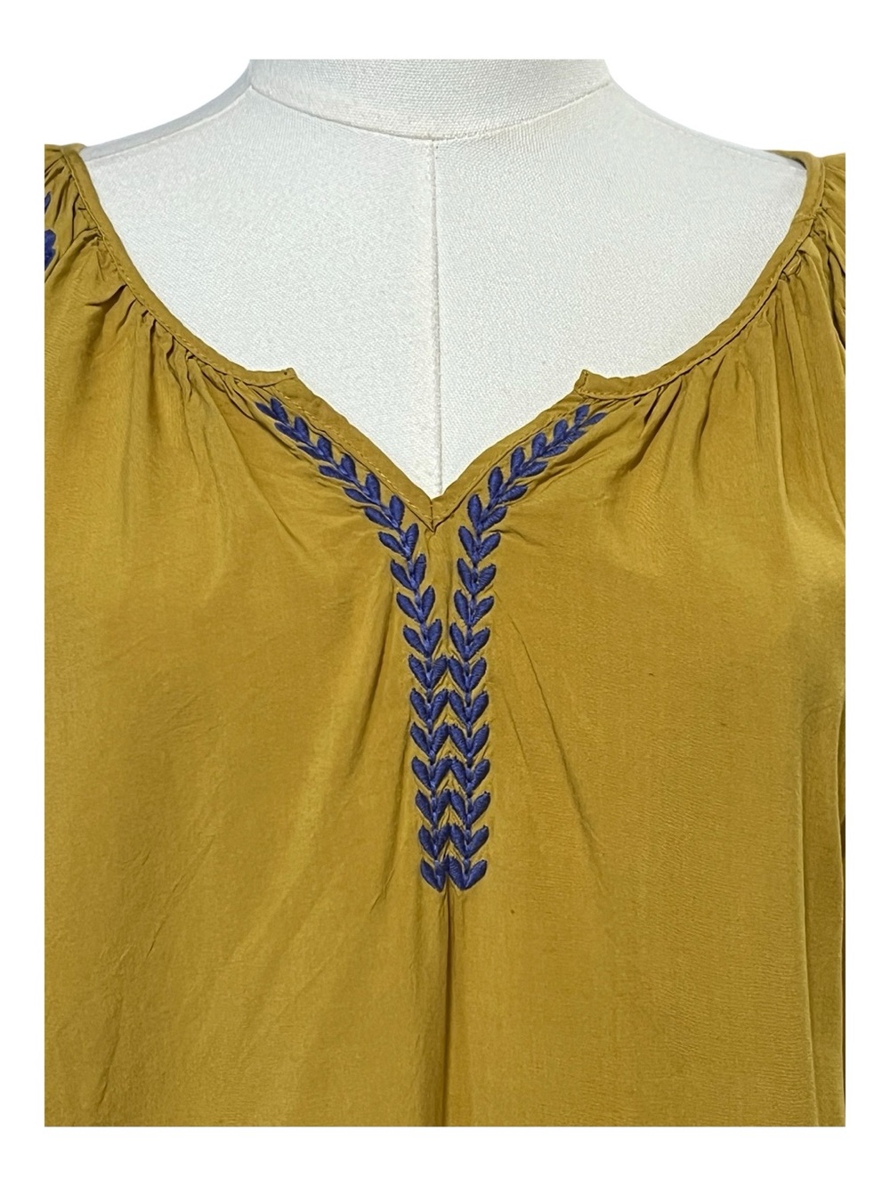 EUC Solitaire Goldenrod Embroidered Boho Peasant Blouse | Size M - Picture 2 of 8